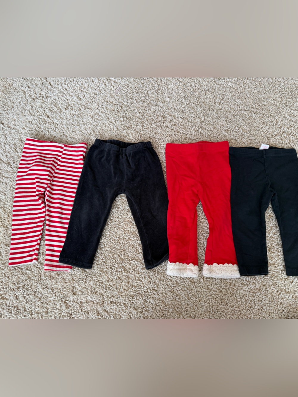 Baby girl Toddler Leggings 18 months - Red, Black, White, Christmas pants